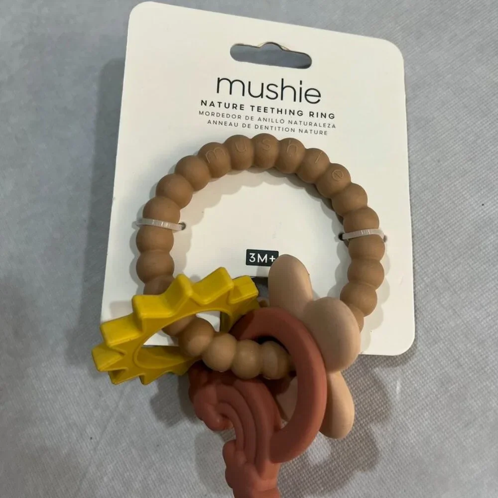 3/$20 Bundle •NEW Mushie Nature Teething Ring 3M+ Food Grade Silicone Multi